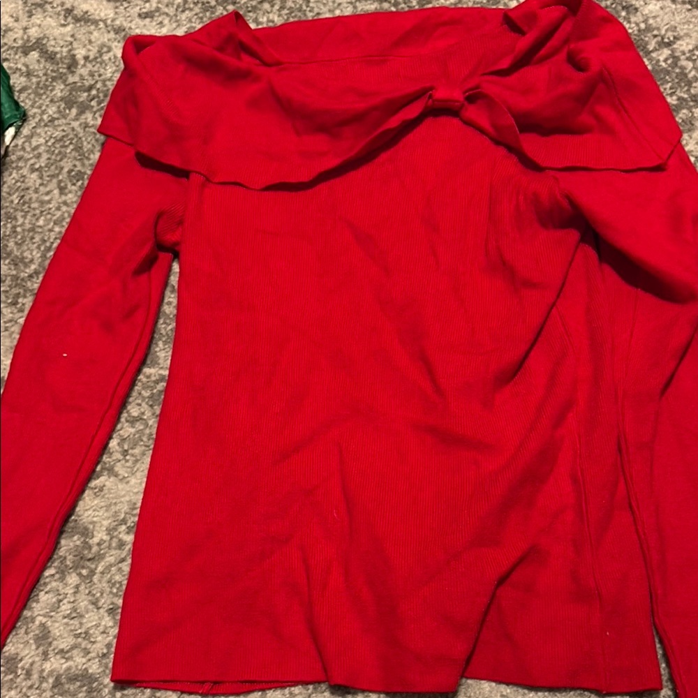 Elegant Red Off-Shoulder Sweater